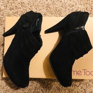Me Too Black Suede Ankle Boots
